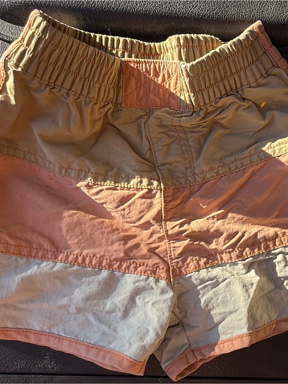 PATAGONIA Tan, Light Orange, Light Blue Colorblock Shorts